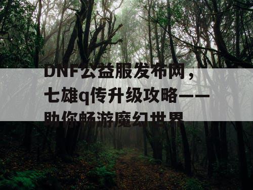 DNF公益服发布网，七雄q传升级攻略——助你畅游魔幻世界