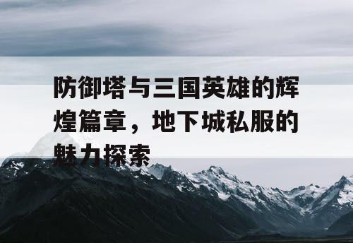 防御塔与三国英雄的辉煌篇章，地下城私服的魅力探索