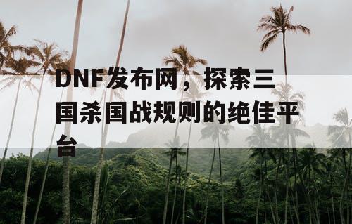 DNF发布网，探索三国杀国战规则的绝佳平台